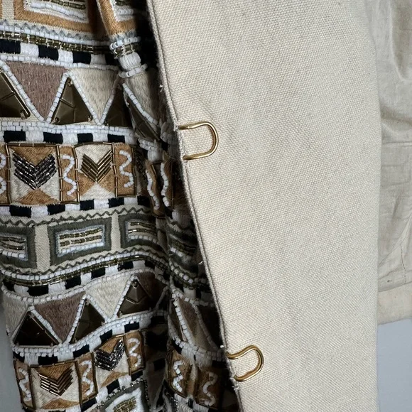 Veronica Beard Daryl Embellished Tan Brown Geometric Cotton Jacket - Picture 7 of 14